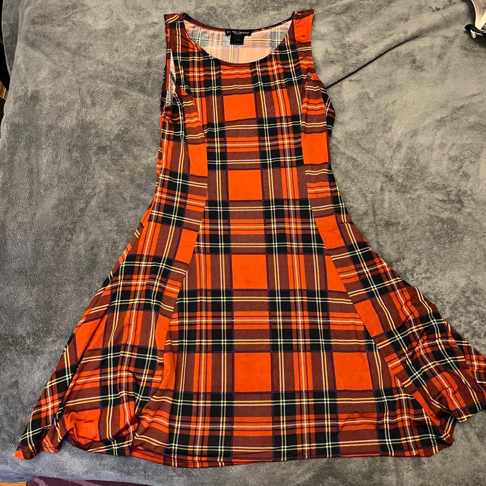 See You Monday red plaid skater dress in Medium